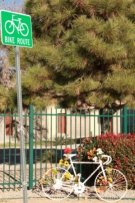 Ironic bike with bike route sign